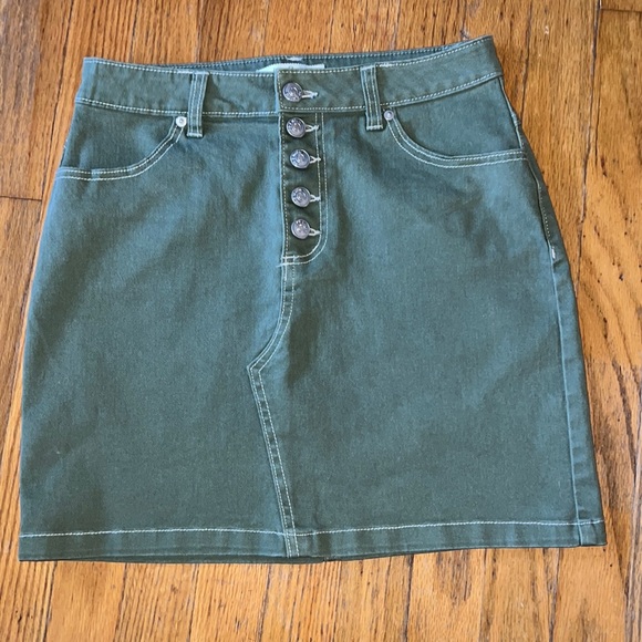 Olive Green Jean Skirt - Picture 1 of 2
